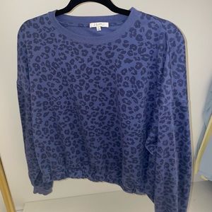 Z Supply Light Weight Blue Leopard Pullover